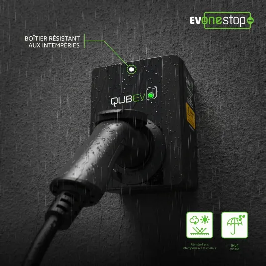 QUBEV Unité de chargement EV avec prise de type 2 Étanchéité IP65, 32 A et 7,2 kW 18th Edition