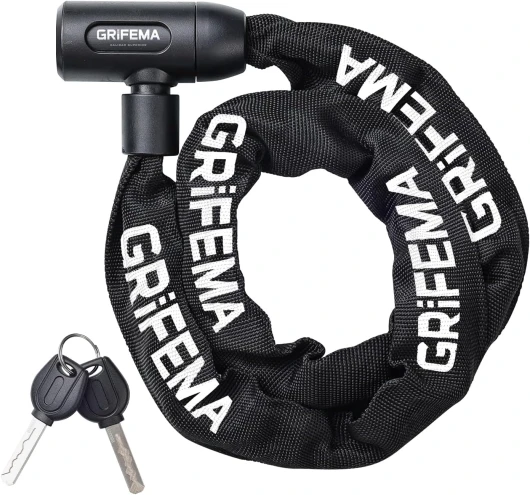 GRIFEMA GA1201-12, Chaîne Antivol Vélo 120 CM, Chaîne Cadenas Vélo pour Vélos, Motos, trotinette electrique, Portails, Noir Type de clé