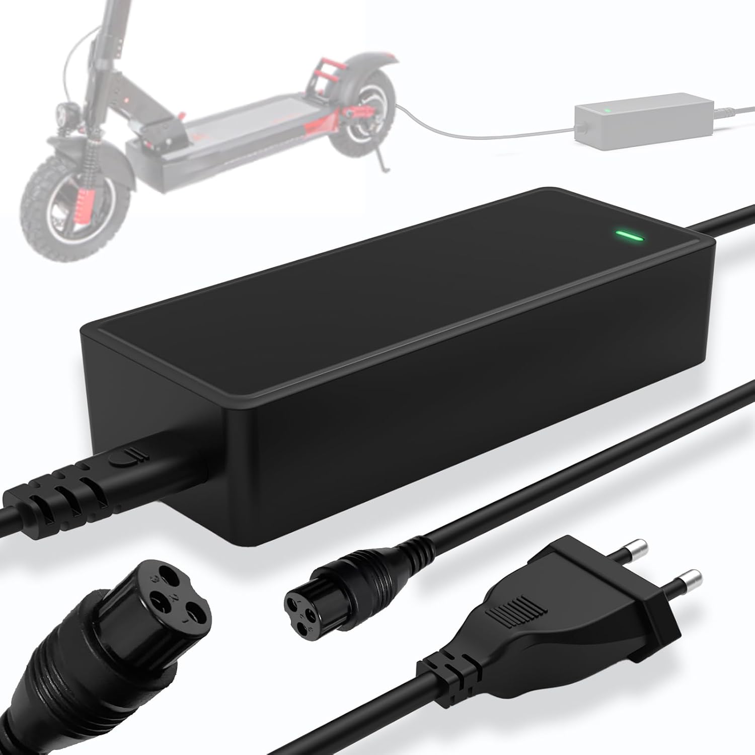 Mezelon 54.6V 2A Chargeur Trotinette Electrique pour Kugoo M4 / M4 Pro, Hitway h5/h5 Pro, UrbanGlide E-Cross Pro, JOYOR S5/F5S+/G5/GS5/X5S/Y5S, DC Charge Rapide pour 48V Batterie Scooter Electrique