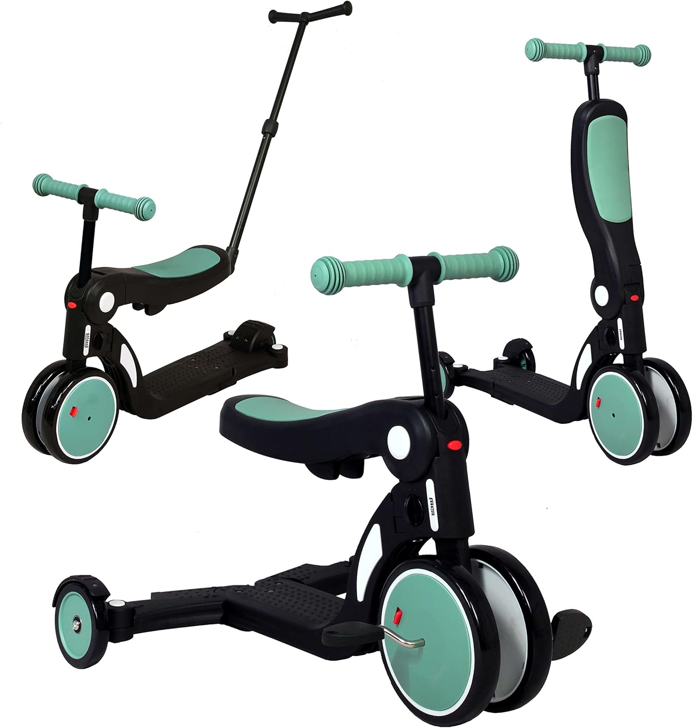 Looping SCOOTIZZ Draisienne Evolutive 5 en 1 avec Barre de poussée/Tricycle Bébé Évolutif/Trottinette Enfant Avec barre de poussée Vert Amande