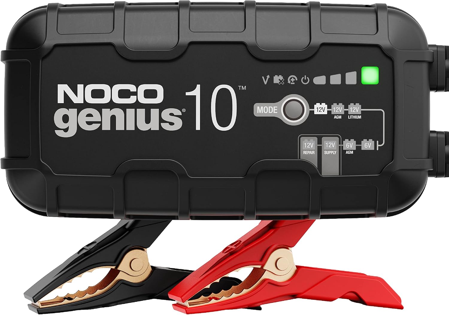 GENIUS10: Chargeur de Batterie Intelligent 10A 6V/12V – Maintien Automatique, Charge Lente & Désulfateur – Protection Surcharge & Compensation Température – pour Batteries Plomb & Lithium