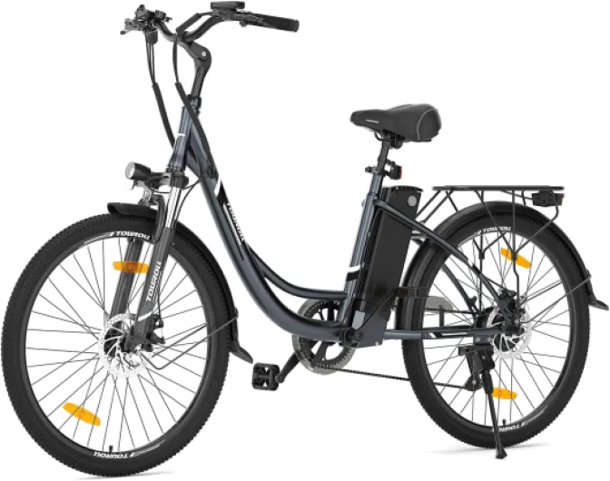 Touroll B1 Vélo Électrique, 26" vélo électrique Urbain avec 36V 15.6Ah Batterie Amovible, Vélo de Ville électrique 250W, 7 Vitesses, E-Bike Urbain pour Adulte