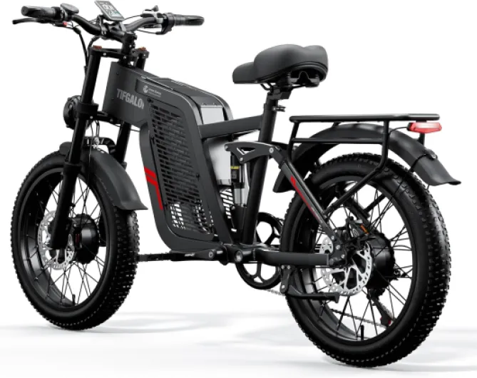 Vélo électrique pour adulte, double moteur, batterie lithium-ion 52V 24Ah, autonomie maximale de 45 à 90 kilomètres, pneus de 20 pouces de large, suspension intégrale, vélo électrique à 7 vitesses.