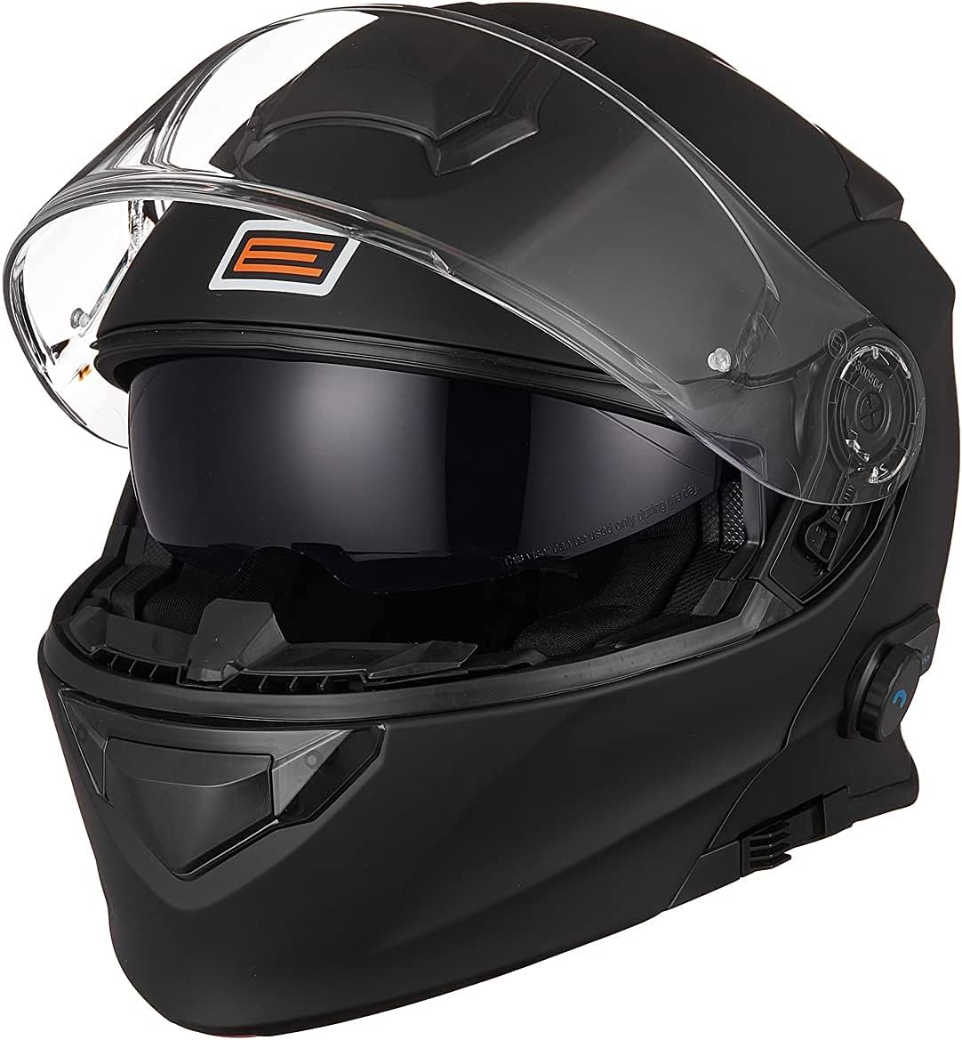 Bluetooth Casque Moto Modulable ECE22-06 Homologué Casque De Moto Intégré avec Double Visiè SOLID MATT BLACK M