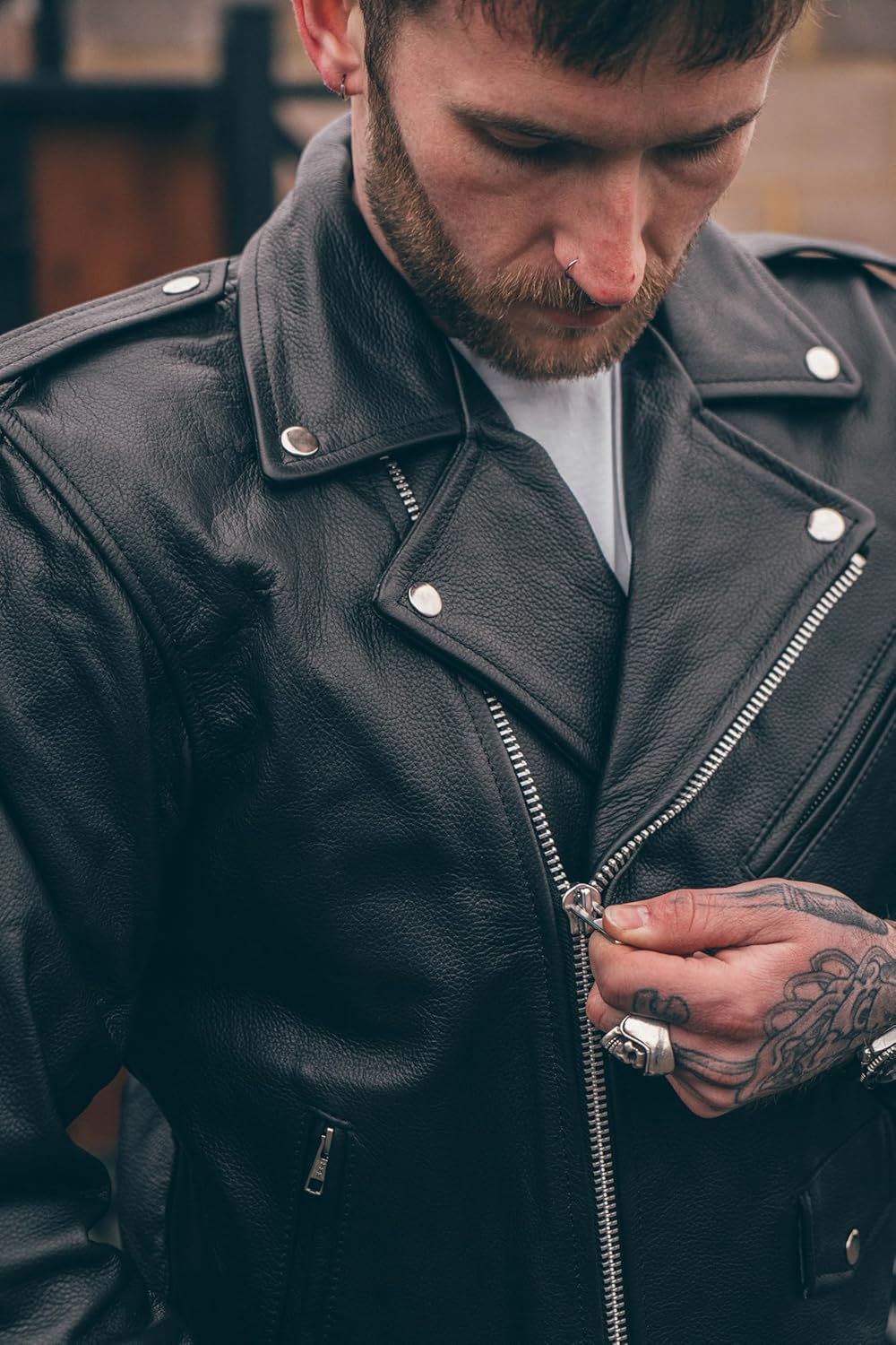 Veste moto cuir homme homologué avec protections - Perfect Marlon Brando rétro Chopper blouson - Avec protection véritable biker CE armor (EN 1621-1) Noir - XL XL Noir