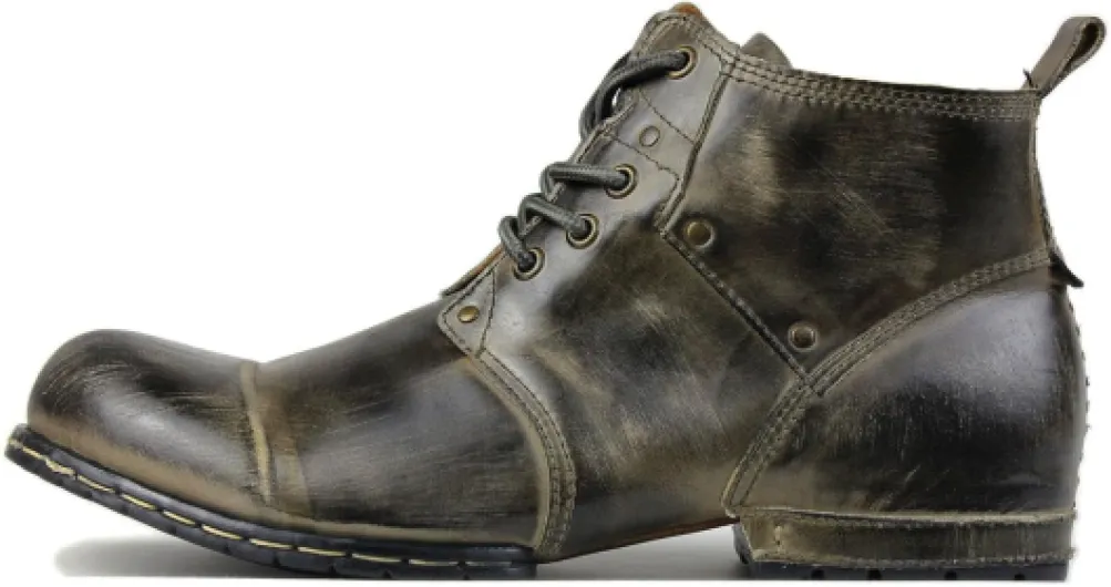 Bottes de Moto pour hommes Mode Zipper-up Bottes Chukka en cuir Chaussures décontractées OS-6015-1-B 44 EU Vert Rétro