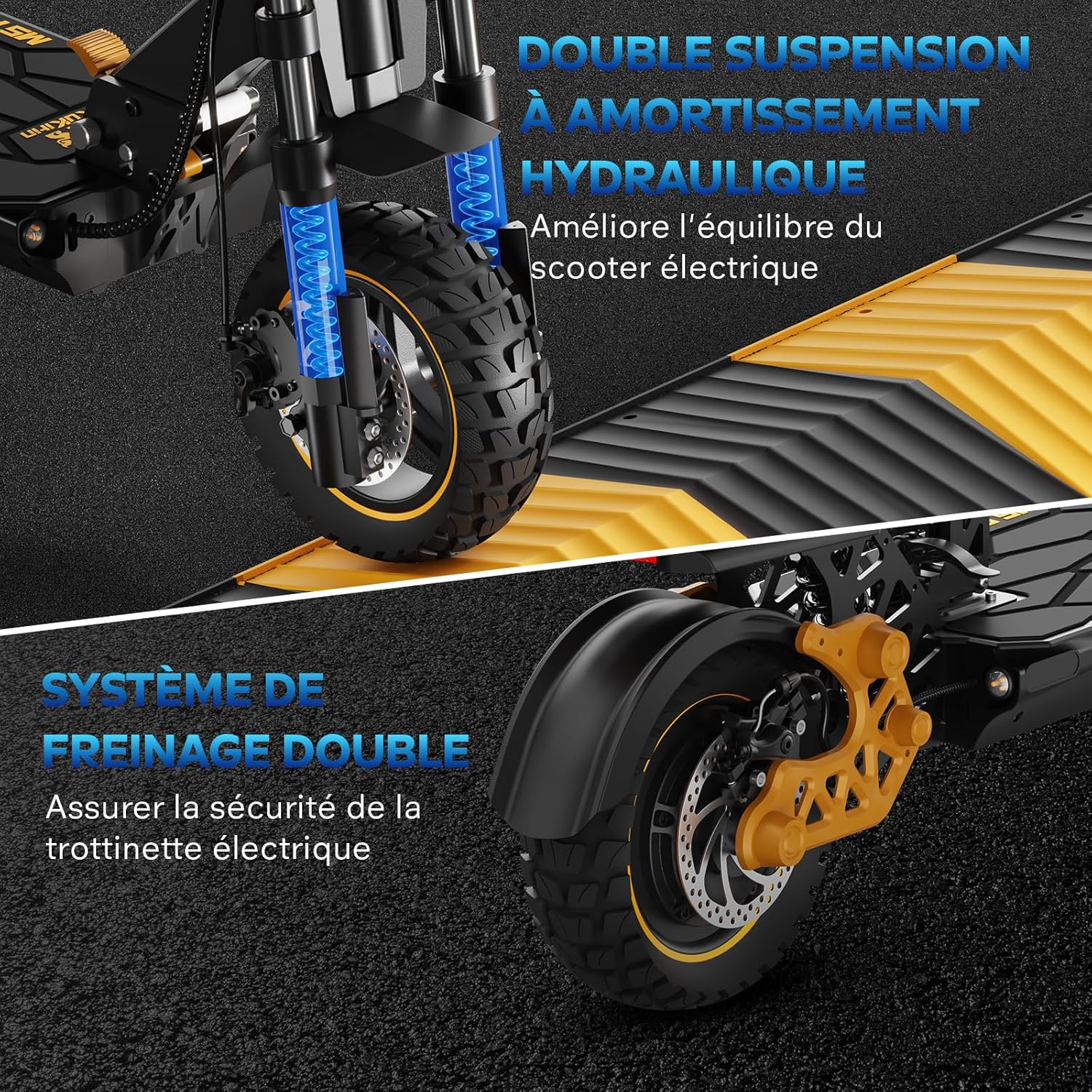 M5 Pro Trottinette Électrique, Autonomie Max 70-80KM, Batterie 48V 20.8Ah, Pneus Tout-Terrain 10 Pouces, 3 Mode de Vitesse, Affichage Intelligent, Facile à Plier