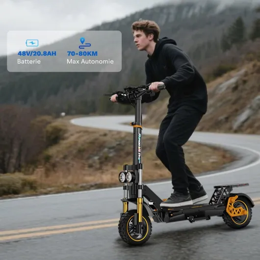 M5 Pro Trottinette Électrique, Autonomie Max 75-80KM, Batterie 48V 20.8Ah, Pneus Tout-Terrain 10 Pouces, 3 Mode de Vitesse, Affichage Intelligent, Facile à Plier