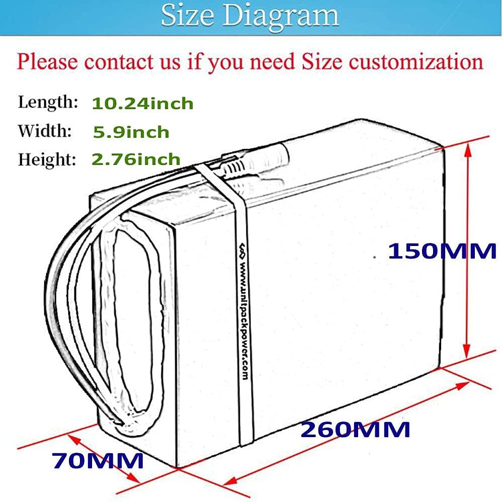 Batterie 48V 20Ah au Lithium pour vélo électrique, Trottinette électrique, Moto électrique, Fauteuil Roulant électrique de 250 W 500W 750W 1000 W 1500W(48Volt 20Ah 0-1800W) 48V 20Ah 0-1800W