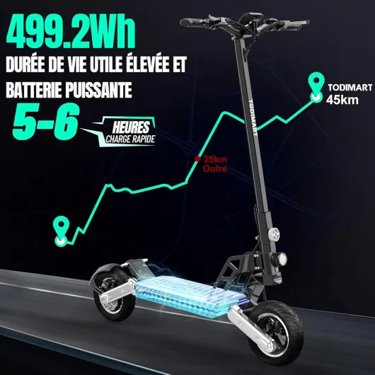 Trottinette Électrique Adulte Tout Terrain Puissante Moteur 800W/1000W*2 Batterie 48V 18,2Ah/20,8Ah Autonomie 50-90KM Trotinette Electrique Ultra Légère Double Suspension Scooter Électrique Adulte Noir-G2