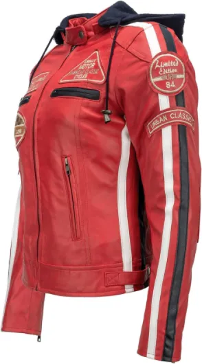 Leather Damen Leren Bikerjack Vestes Pour Femme 3XL Rouge
