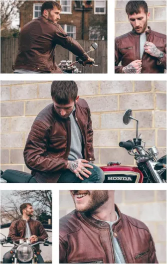 Veste de moto en cuir pour homme - Homologué blouson été/hiver de moto de tourisme avec protection véritable biker CE armor (EN 1621-1) Design cousu matelassé - Brun/Marron - XL XL Marron