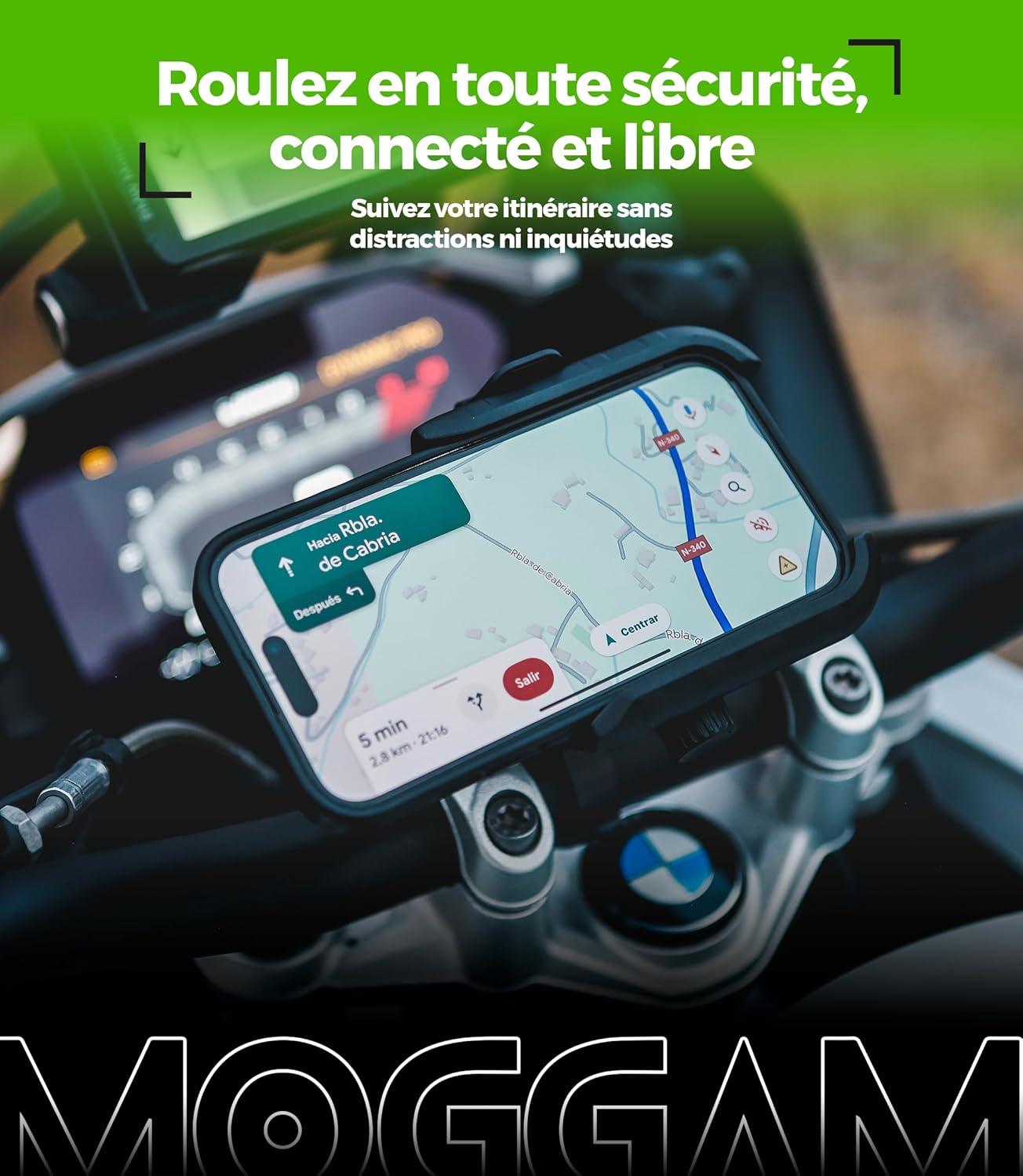 Support Telephone Moto Antivibration Aluminium CNC Double Fixation Guidon Rétroviseur Barre 12–14 mm Libération Rapide Design Ouvert Compatible Scooter Vélo Trottinette Électrique Rotation 360°