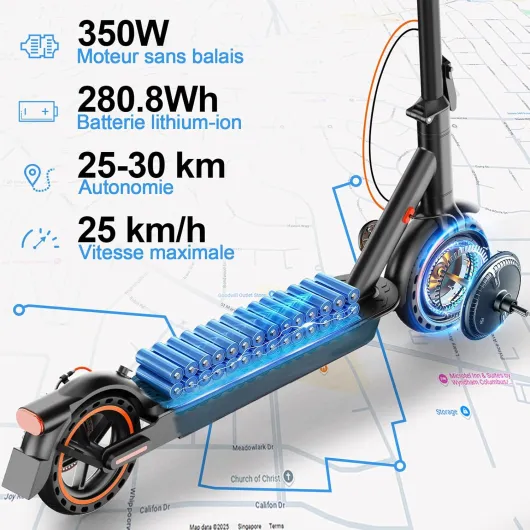 T3 Trottinette Electrique Adulte antivol Ultra Legere, Moteur 350W/25KM/H Autonomie 35KM Batterie 36V 7.8Ah,Trotinette électrique Adulte Pliable pneus nid d'abeille increvables, Charge 120kg Noir-T3 Pro