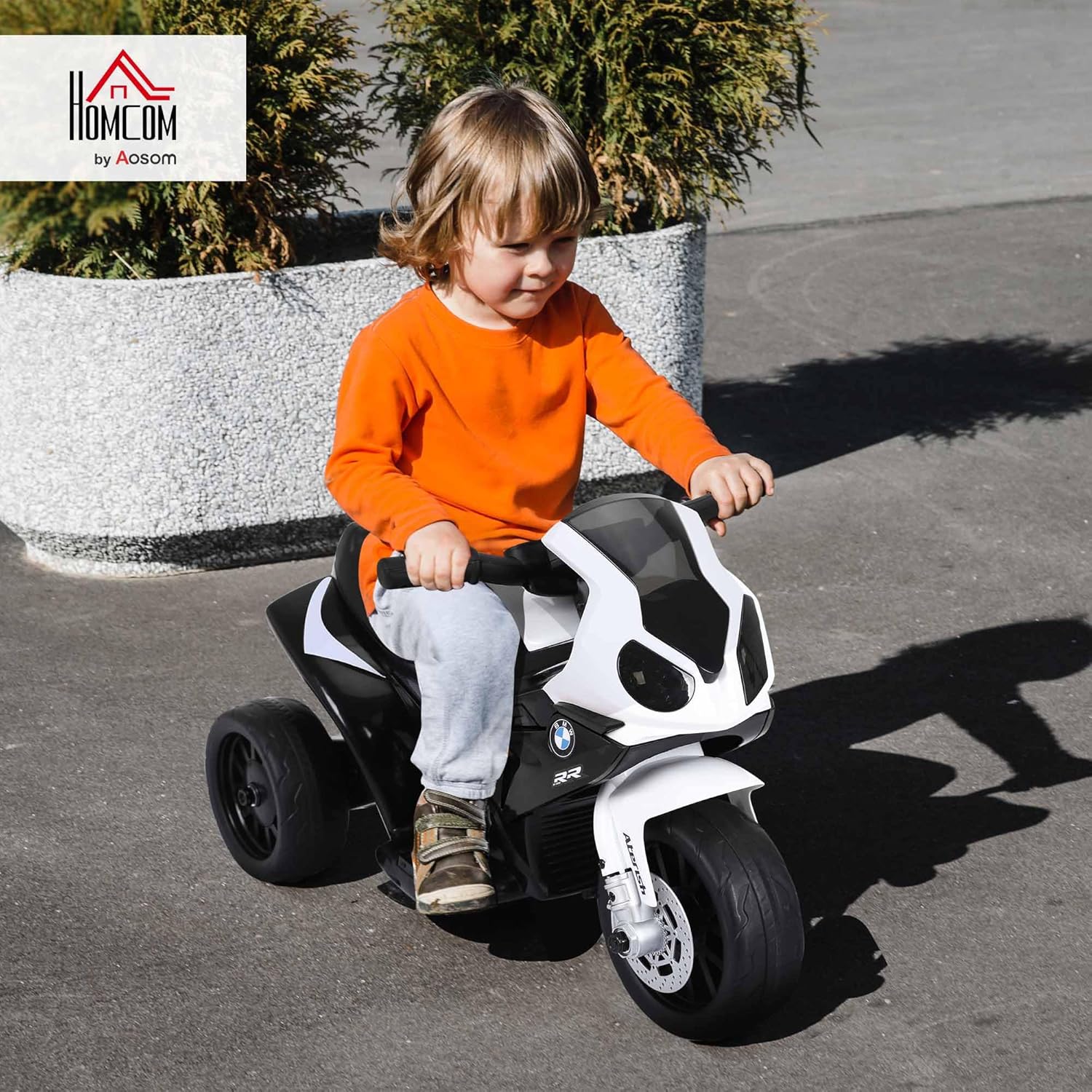 Moto électrique Enfants sous Licence BMW S1000 RR, 3 Roues, 6V et 2,5 Km/h, Voiture électrique Enfants avec Effets Lumineux et sonores, Moto Enfant, Charge Max - 20 kg, Noir