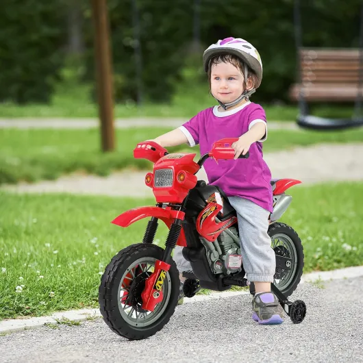 Moto Cross électrique Enfant 3 à 6 Ans 6 V phares klaxon musiques 102 x 53 x 66 cm Rouge et Noir 102x53x66cm Rouge