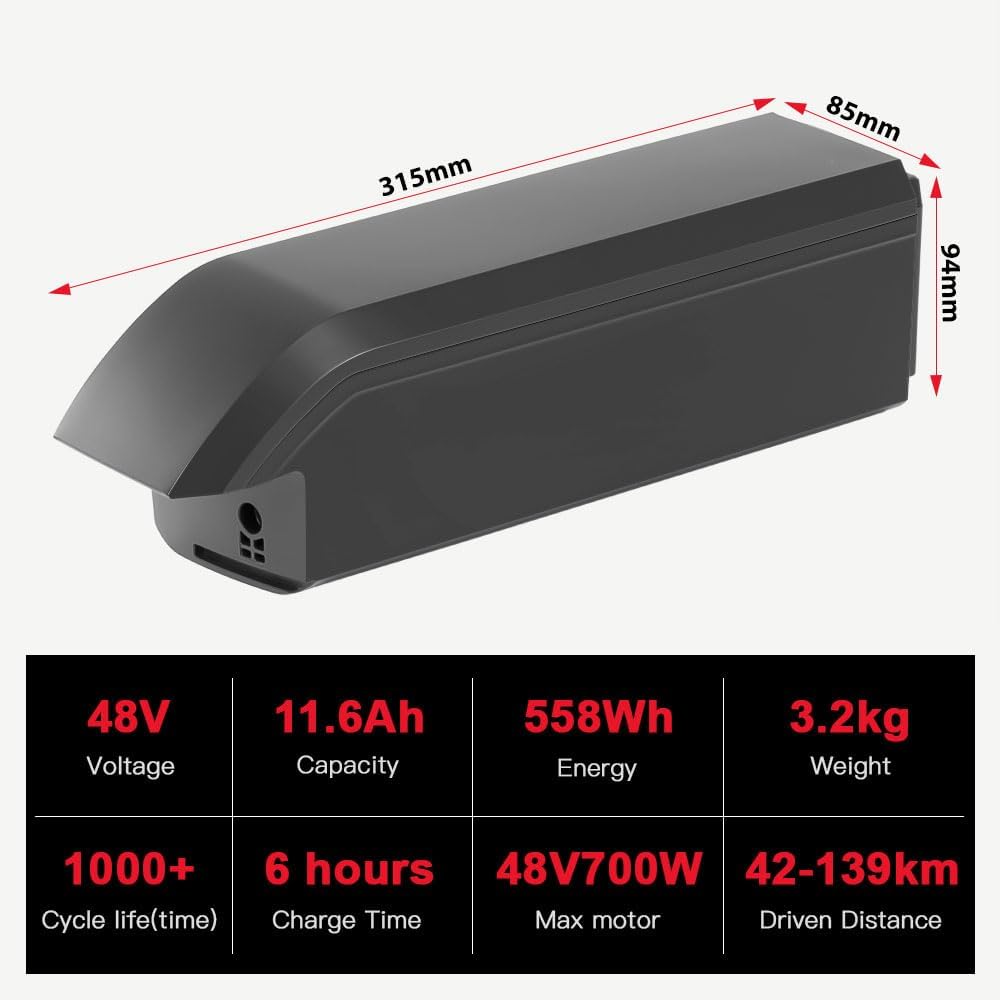 Ebike Batterie vélo électrique (SF-06S) 48V 11,6Ah /14Ah Batterie de Rechange JCEB480-11.6 pour E-Bikes Pedelecs Fischer, Bianchi