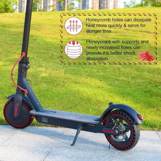 2PCS 8,5 Pouces Pneu Plein pour Trotinette Electrique, 8 1/2 x 2 Roue, 50/75-6.1 Pneus pour Xiaomi M365 / M365 Pro / 1S / Pro 2/3 / 3 Lite/Essential et Roues de Scooter de 8.5 Pouces Rouge (Sans Outils)