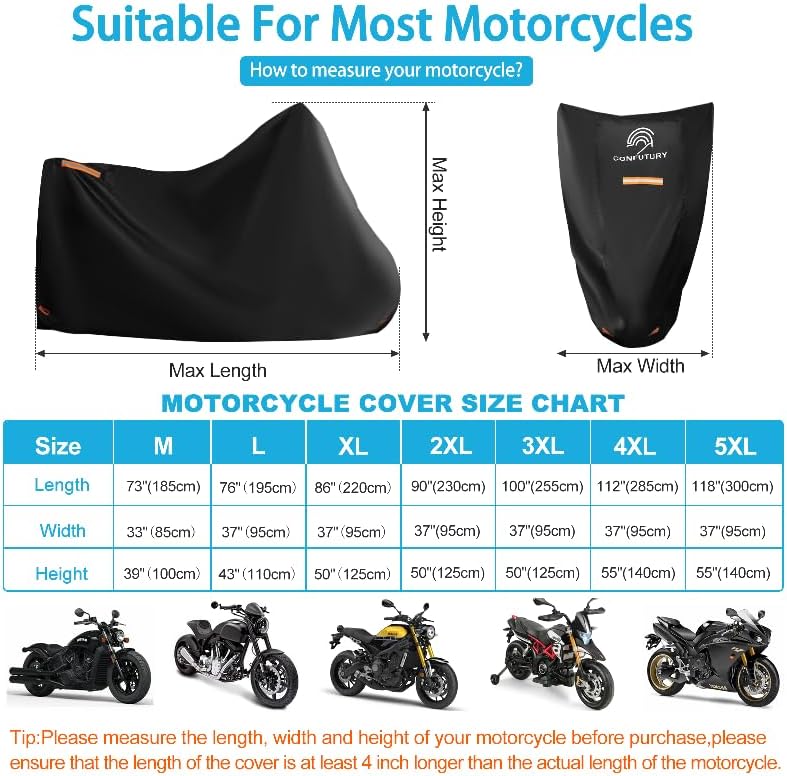 Housse Protection Moto Impermeable,600D Tissu Nano Oxford,Bache Moto Exterieur Etanche,avec FenêTre de Plaque D'Immatriculation,4 Bandes RéFléChissantes,3 Boucles Coupe-Vent,Anti-UV(2XL 230x95x125cm) 2XL-230x95x125cm