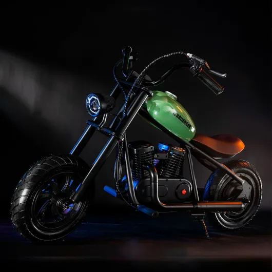 HYPER GOGO Challenger 12 Motocross Électrique pour Enfants, Moto Électrique avec Moteur 160W, Modes de Vitesse de 8/12/16 KMH, Autonomie de 16KM pour Les Enfants 6-12 Ans (Vert)