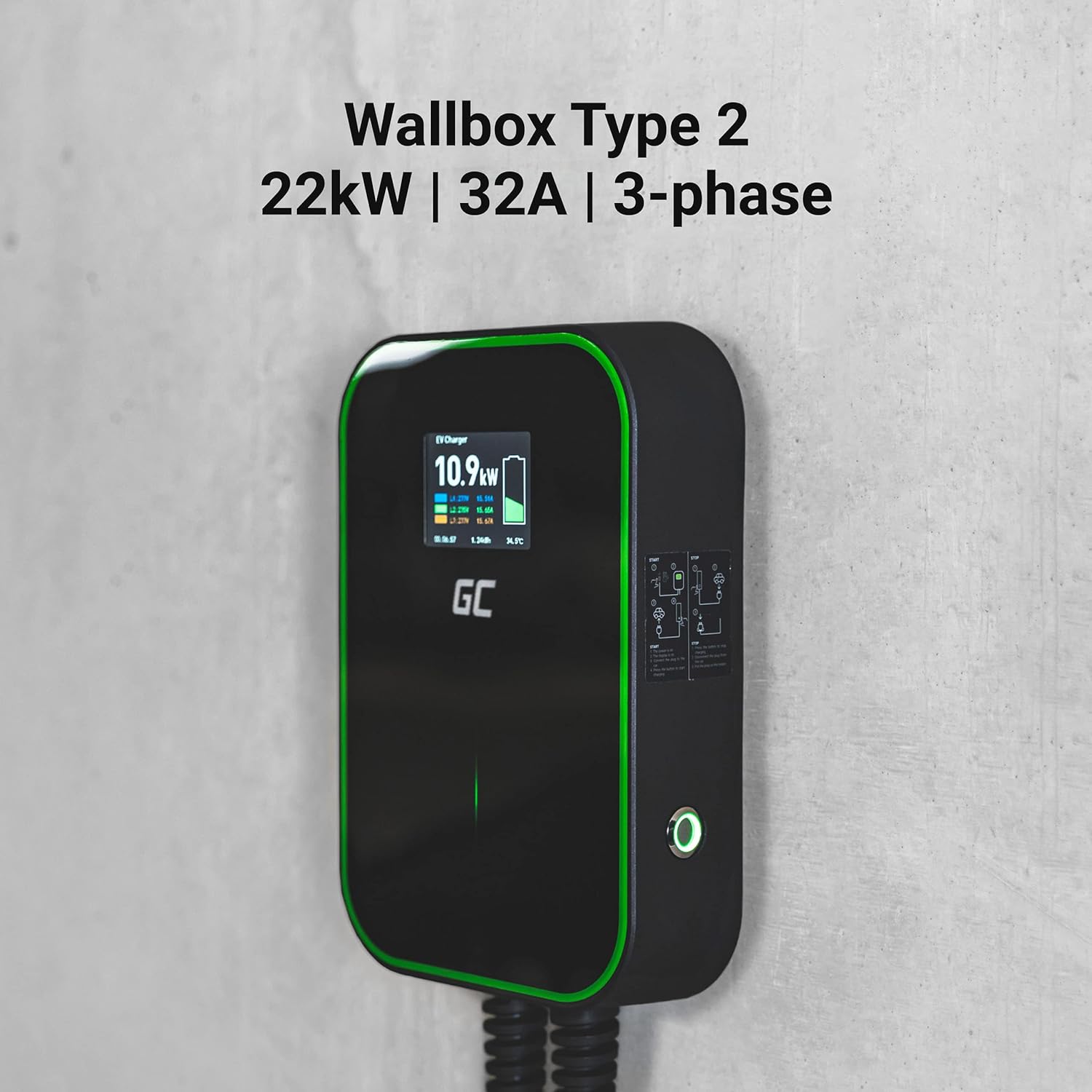 EV14 Chargeur PowerBox Wallbox pour EV PHEV 22kW Wallbox Type 2