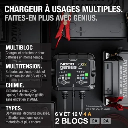 Test NOCO GENIUS2X2 : le chargeur double banc pratique pour gérer plusieurs batteries sans se prendre la tête
