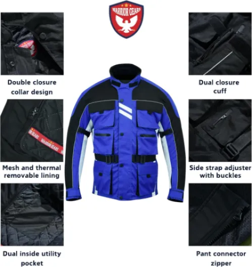 Veste de moto en textile Air Mesh et Cordura 600D pour hommes Vestes de moto en textile blindé de protection CE avec doublure en maille et imperméable respirante XL Bleu