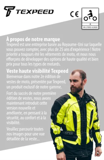 Haute visibilité réfléchissante imperméable veste homme homologué avec protection - Hiver longue blouson motard avec armure (EN 1621-1) Jaune Noir - Toutes les tailles XL Jaune