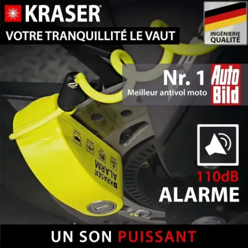 Test KRASER KR6Y : le bloque-disque avec alarme qui fait le job sans se ruiner