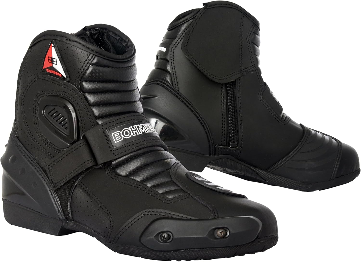 Bottes de moto pour hommes AUDAX, bottes de motard, bottes de moto de sport en cuir, hydrofuges avec protections renforcées attachées 43 EU Noir