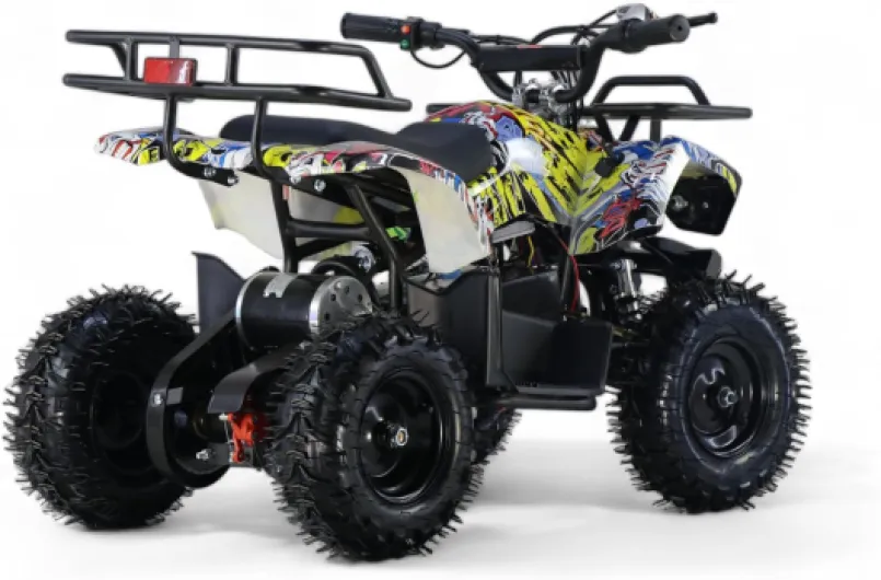 KXD Quad électrique M2/M8 1000 W 36 V 25 km/h 6" Quad électrique mini de poche pour enfant Sportquad Funsport véhicule électrique tout-terrain Enduro (Grafity multicolore, KXD Quad électrique M8 1000