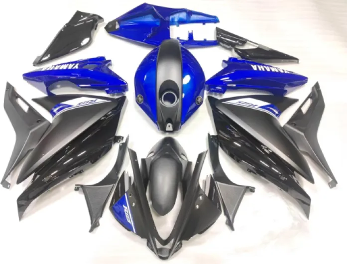 Benlai Moto Kit complet de carénages d'injection pré-percés en plastique ABS pour moto Yamaha R125 2008-2013/2014-2018 (bleu noir 2014-2018)