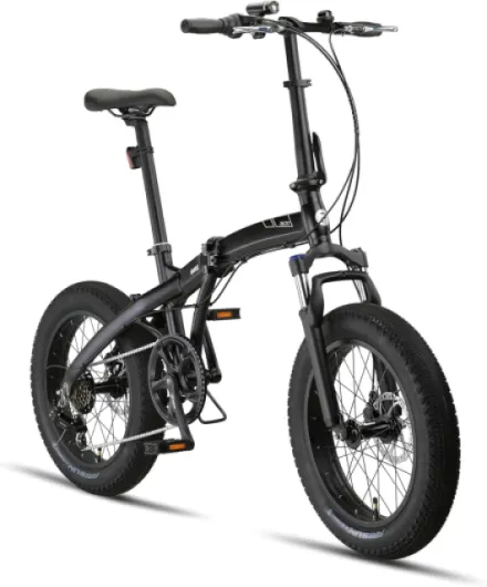 PACTO One Fatbike Vélo pliant 6 vitesses Cadre en aluminium Freins à disque Lumière LED 17 kg Noir