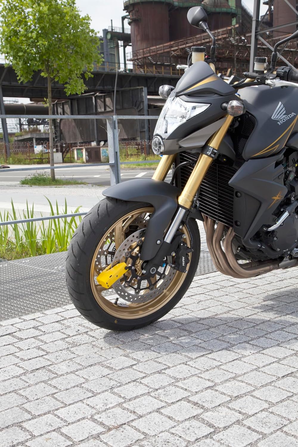 Bloque-Disque Granit Detecto XPlus 8077 2.0 - Antivol Moto avec Alarme et préalarme Intelligente - en Acier trempé - pour la Protection des Motos de Haute qualité - Jaune