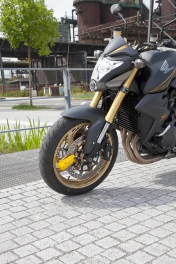 Bloque-Disque Granit Detecto XPlus 8077 2.0 - Antivol Moto avec Alarme et préalarme Intelligente - en Acier trempé - pour la Protection des Motos de Haute qualité - Jaune