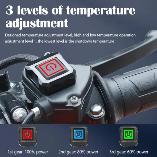 Poignées chauffantes pour moto, 1 paire de poignées chauffantes 12 V ATV avec 3 niveaux de réglage de la température, 12,6 cm (L) x 2,2 cm (diamètre)
