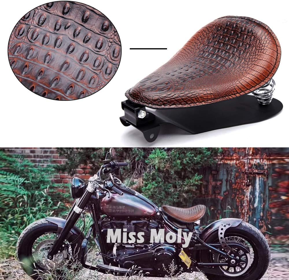 Moto Selle Bobber, Crocodile Moto Solo de Selle pour Sportster XL1200 883 48 Dyna Softail Custom Crocodile Marron