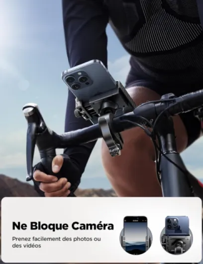 2026 Support Téléphone Moto et Vélo Universel – Fixation Guidon Anti-Vibration pour Smartphone, Porte Téléphone Moto Anti Choc pour iPhone 17/16/15 & Samsung S26/S25, Support Guidon Scooter Électrique Noir