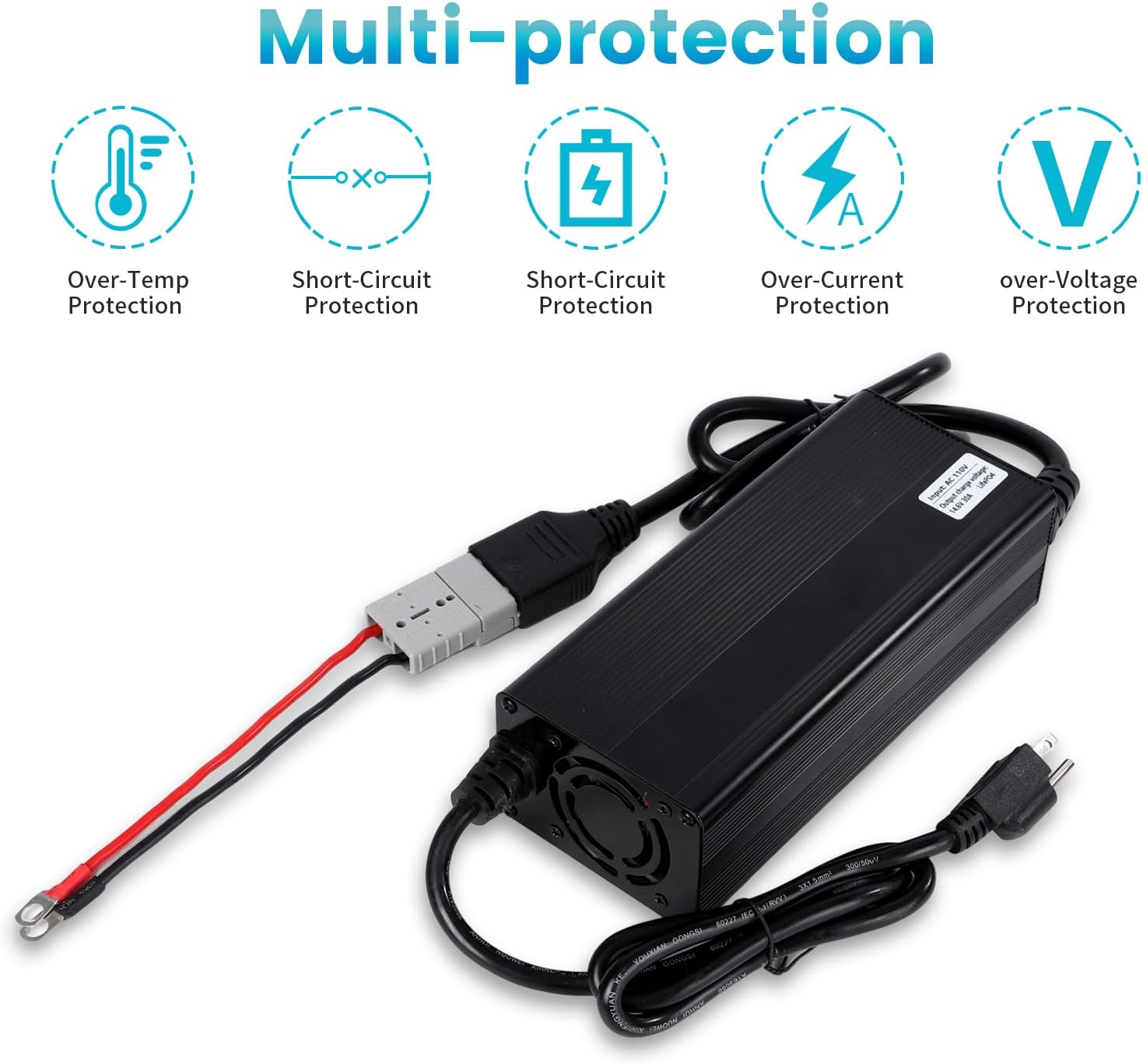 Chargeur de Batterie au Lithium 15 Ampères 18V-88V LiFePO4 - Chargeur de Batterie au Lithium avec Affichage OLED Spécial pour Moto électrique Scooter électrique Voiture de Tourisme
