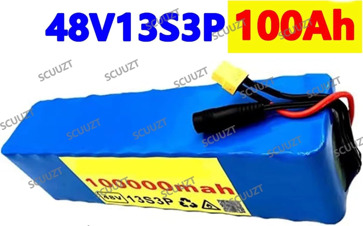 Batteries pour vélo 48V 100Ah,Batterie de vélo électrique 48V 100000Ah 13S3P Ebike Batterie Haute Puissance avec Chargeur pour 100W 200W 350W 500W 750W 10000W Moteu 48V 100Ah XT60
