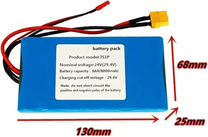 Batterie pour Scooter Électrique 24V 8Ah Batterie pour Vélo Électrique 29.4V 8000Mah Batterie Rechargeable avec BMS pour 50W 100W 150W 200W Moteur 24V 8000mah XT60+JST
