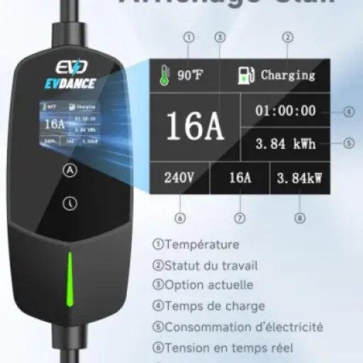 Test EVDANCE Chargeur Voiture Electrique 3,68 kW : un chargeur portable simple qui fait le job à la maison comme en déplacement