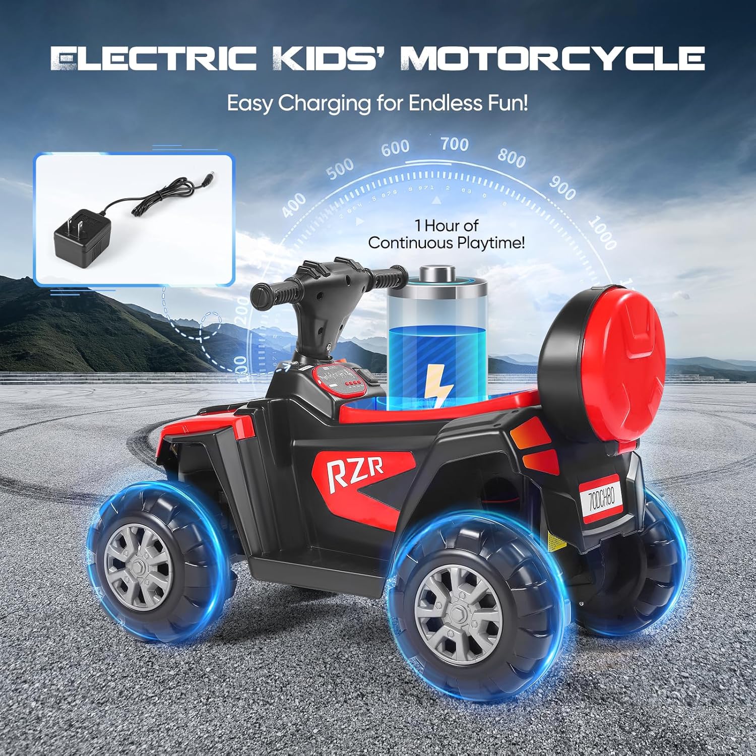 Moto électrique pour Enfants, véhicule pour Enfants d'une capacité de Charge de 50 kg, équipé de phares à LED, d'un système Audio et d'un Coffre de Rangement, pour Les Enfants de 2 à 7 Ans