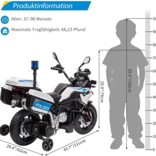 Test Moto Électrique Enfant GarveeMore 12V Police : fun pour les kids, quelques détails à surveiller