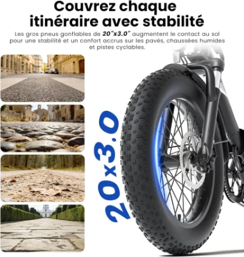 Touroll S3/S3 Pro Vélo Électrique Fat Bike Pliable, Pneus 20"x3.0" Tout Terrain, Grande Autonomie 195KM/ 65KM, 7 Vitesses, VTC E-Bike pour Adulte, Idéal pour Les Longs trajets et Les Voyages S3 Noir