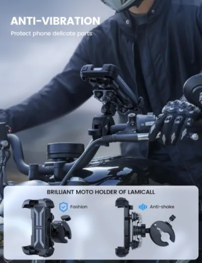 Support Téléphone Moto Anti-vibration - [Double Amortisseur] 360° Rotation, 1S Libération avec Un Bouton, Support Téléphone Vélo pour iPhone 17 16 15 14 13 Series, Huawei, 4,7-6,8" Smartphone Noir