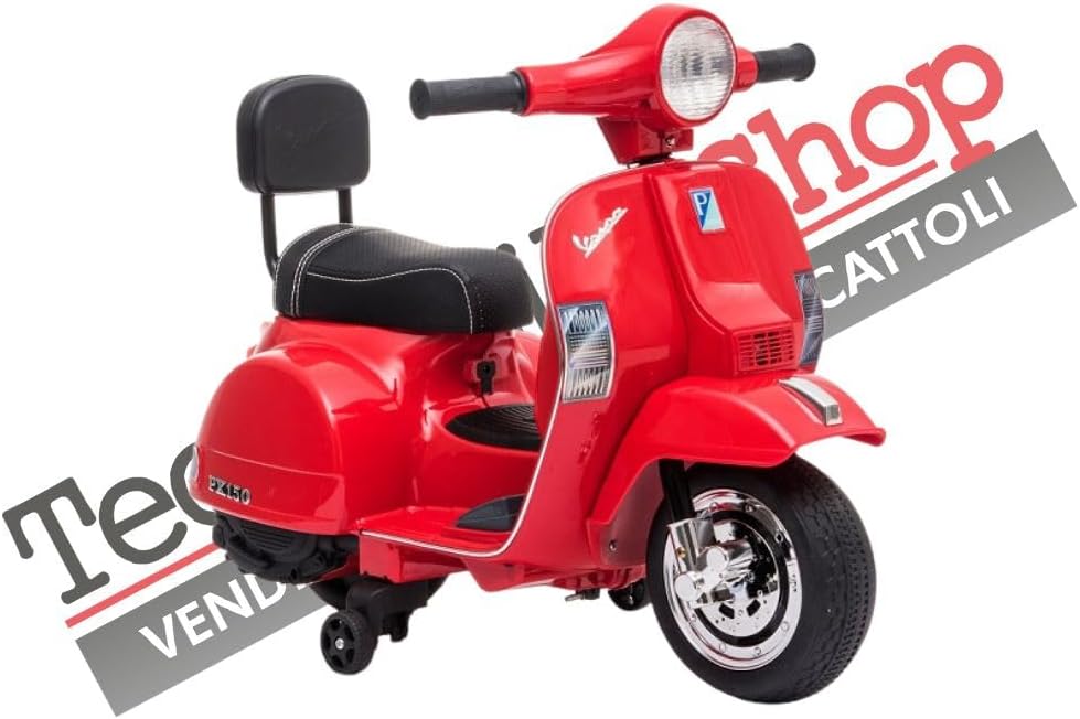 Moto Scooter électrique pour enfants Piaggio Mini Vespa Small PX 6V - Mp3 - USB - Sons - Lumières LED (Rouge)