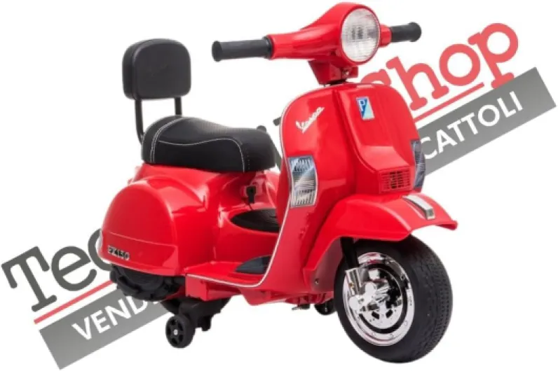 Moto Scooter électrique pour enfants Piaggio Mini Vespa Small PX 6V - Mp3 - USB - Sons - Lumières LED (Rouge)