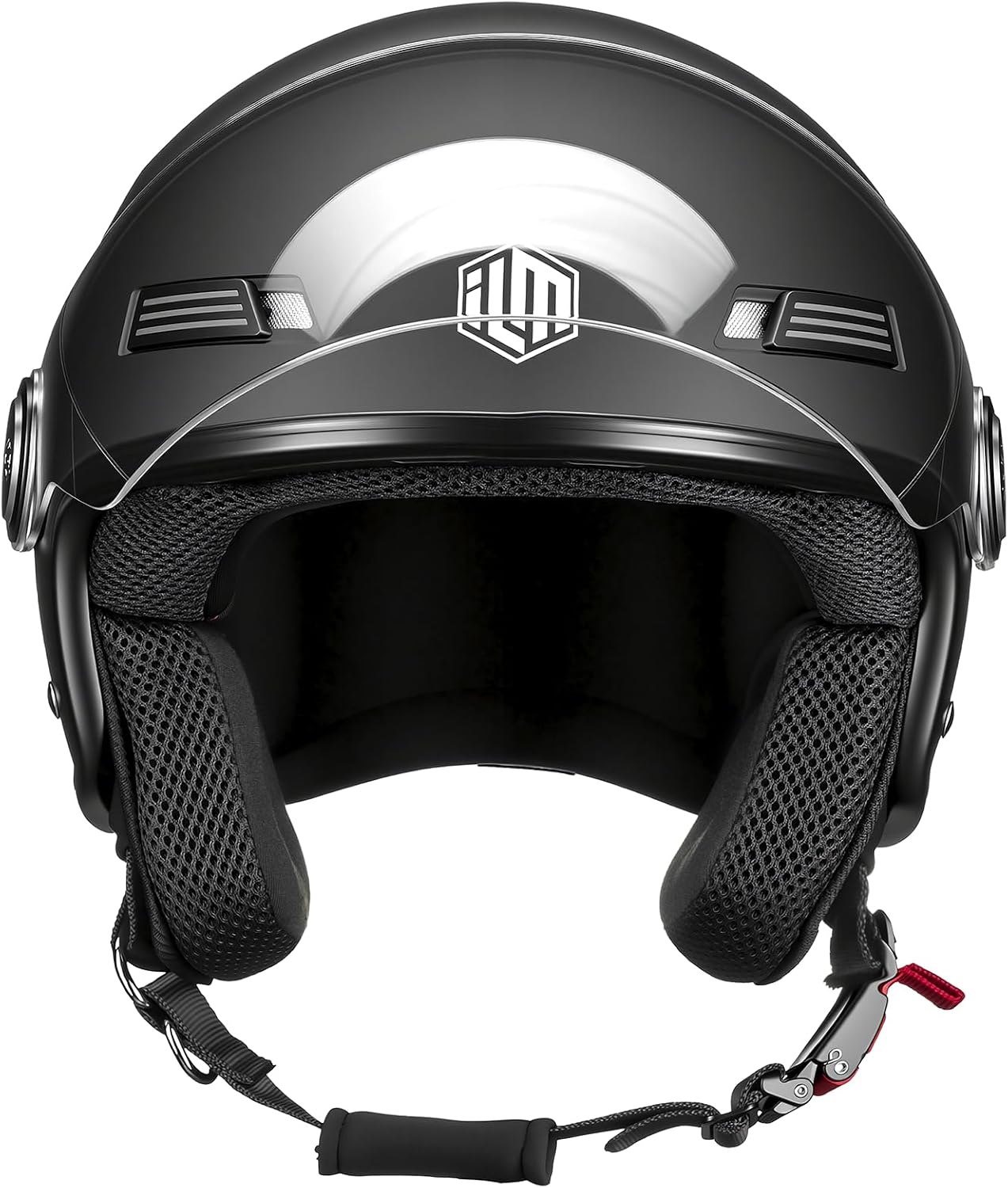 Casque Moto Homme Femme Ouvert Vintage Retro 3/4 Homologué ECE 22.06 pour Moto Scooter Cruiser Modèle OF819 M Noir Mat
