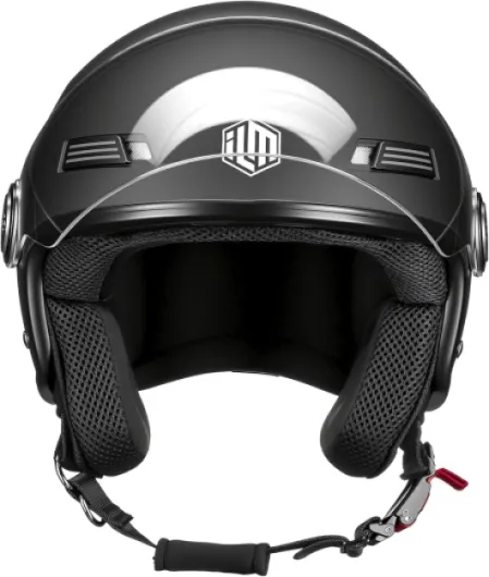 Casque Moto Homme Femme Ouvert Vintage Retro 3/4 Homologué ECE 22.06 pour Moto Scooter Cruiser Modèle OF819 M Noir Mat